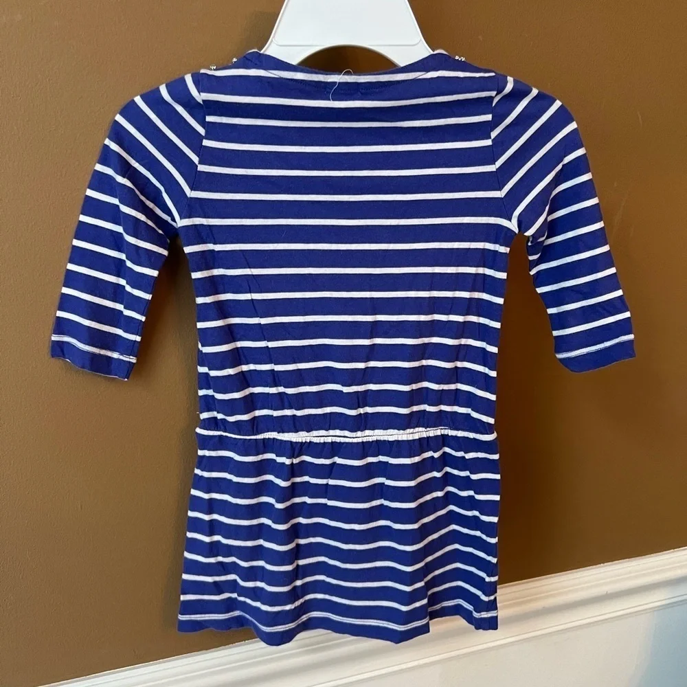J. Crew Crewcuts Girls Navy & White Striped Rhinestone Necklace Size 4 Nautical